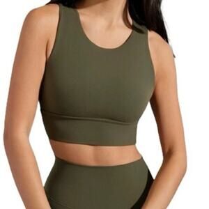 EUC - Buff Bunny Geo Sports Bra Strappy in Dark Olive - Size XS